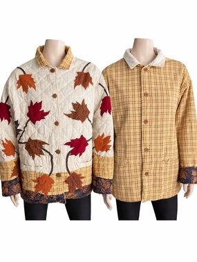 Patch Magic Reversible Quilted Cotton Jacket Autumn Leaf Plus Sz​